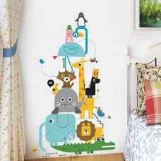 Deals, Discounts & Offers on Home Improvement - Decals Design 'Cute Children's Geometric Cartoon Animals Height Measurements Scale' Wall Sticker (PVC Vinyl, 60 cm x 90 cm)