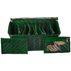 Deals, Discounts & Offers on  - Amazon Brand - Solimo Fabric Jewellery Box with 10 Transparent Pouches, Green