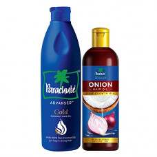 Deals, Discounts & Offers on Beauty Care - Parachute Advansed Onion Hair Oil, Hair Growth Oil & Reduces hairfall , 200ml & Gold Coconut Hair Oil, For Long, Strong & Gorgeous Hair, 400ml