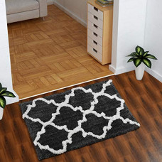 Deals, Discounts & Offers on  - AEROHAVEN Glorious Super Soft Microfiber Abstract Moroccan Designer Anti Slip Bathmat (Grey, 40 cm x 60 cm)