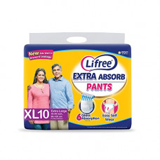 Deals, Discounts & Offers on  - Lifree Extra Absorb Adult Diaper Pants Unisex, Extra Large size 10 Pieces, Waist size (90-125 cm | 35-49 Inches) (New version)