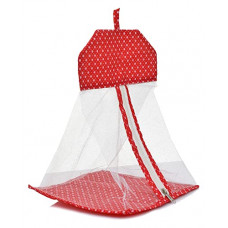 Deals, Discounts & Offers on  - Fun Homes Multipurpose Dot Printed Cotton Hanging Storage Mesh Bag/Organizer For Home, Bathroom, Kitchen, Travel Use With Zipper & Hanging Loop (Red), (49FH0423)