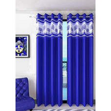 Deals, Discounts & Offers on  - Home Max India Long Crush Tree Print Patch Polyester Curtain Blue 2 Unit