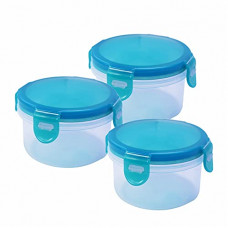 Deals, Discounts & Offers on  - Wonder Plastic Prime Klick N Seal 600 Air Tight Container, Set of 3, 600 ml, Green Color, Made in India, KBS00493