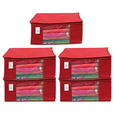Deals, Discounts & Offers on  - Kuber Industries 5 Piece Non Woven Saree Cover Set, Red,Large Size -CTKTC6446