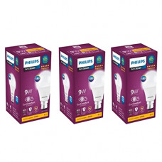 Deals, Discounts & Offers on  - Philips 9-Watts B22 LED Warm White LED Bulb, Pack of 3, (Ace Saver)