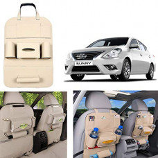 Deals, Discounts & Offers on  - Oshotto Car Backseat Storage Organizer Phone Holder,Multi-Pocket For Bottles, Tissue Boxes,Kids Toy Storage and Great Travel Accessory Compatible with Nissan Sunny (Beige)