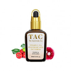 Deals, Discounts & Offers on Beauty Care - TAC - The Ayurveda Co.10% Vitamin C Face Serum With 2% Hyaluronic Acid For Face Brightening, Toning, Glowing Skin | Highly Effective Vit C Serum For Men & Women - 30Ml