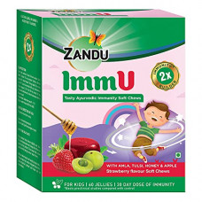 Deals, Discounts & Offers on  - Zandu ImmU Tasty Ayurvedic Soft Chews For Kids, Strawberry Flavour (60 Jellies)