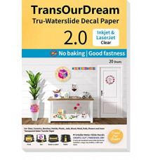 Deals, Discounts & Offers on  - TransOurDream Clear WaterSlide Decal Paper For Inkjet & Laserjet Printer (20 Sheets, A4)