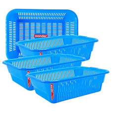 Deals, Discounts & Offers on  - Wonder Plastic Natasha 1013 Fruit Basket Set, 4 Pcs Basket, Blue Color, Made in India, KBS02579