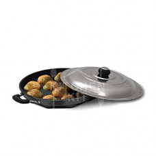 Deals, Discounts & Offers on Cookware - Kitchen Kit 12 Cavity Non-Stick Aluminim Bakelite Side Handle Appam Patra/ Paniyarakkal/ Paniyaram/ Pan Cake Maker with Stainless Steel Lid, Black, Medium (PNP100040)