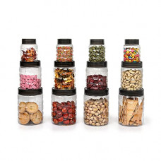 Deals, Discounts & Offers on  - Cello Checkers Plastic PET Canister Set, 12 Pieces, Clear, Capacity - 4-300ml, 4-650ml, 4-1200ml