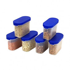 Deals, Discounts & Offers on  - Mahaware Modular Mini Oval Plastic Kitchen Container Set, 150ml, Set of 6, Blue