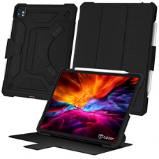 Deals, Discounts & Offers on  - Tukzer - Armour Smart Case Cover For iPad 11 (2020, 2018) with Apple Pencil Holder Rugged, Trifold Smart Flip Folio, Auto Sleep/Wake (Black)