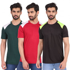 Deals, Discounts & Offers on Men - [Size L] London Hills Color Block Men Round Neck Multicolor Sports T-Shirt (Pack of 3)