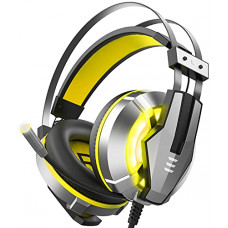 Deals, Discounts & Offers on  - EKSA E800 Wired Over Ear Gaming Headphones with Noise Cancelling Mic, 50mm Drivers & LED Light For PC, Mobile, Tablets, Laptop, PS4, PS5, Xbox One, Nintendo Switch, VR with mic (Yellow)