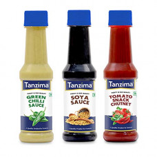 Deals, Discounts & Offers on  - Tanzima Green Chilli Sauce, SOYA Sauce and Tomato Snack Chutney, Combo Offer Pack of 3 (200g Each)