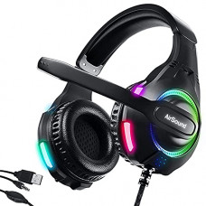 Deals, Discounts & Offers on  - (Renewed) AirSound Alpha-5 Stereo Gaming Headset For PS4 PC Xbox One PS5 Controller, Noise Cancelling Over-Ear Headphones with Mic, RBG LED, Bass Surround, Soft Memory Earmuffs