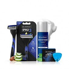 Deals, Discounts & Offers on Health & Personal Care - LetsShave Pro 3 Razor, Trial Shaving Kit for Men - Pro 3 Blade Razor for Men, Razor Handle, Razor Cap & Shaving Foam