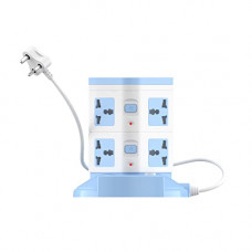 Deals, Discounts & Offers on Electronics - Portronics Power Plate 9 with 3 USB Ports + 8 Power Sockets Power Converter, 2500W Power Output, 2.1A USB Charging Port, 3M Cord Length(Blue)