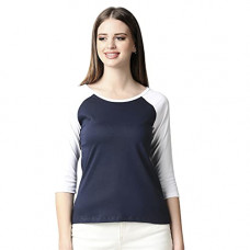 Deals, Discounts & Offers on Women - [Size S] Bewakoof Women's Plain 3/4th Sleeve Raglan T-Shirt