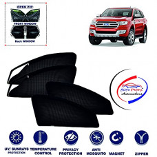Deals, Discounts & Offers on  - Auto Pearl Zipper Magnetic (Front / Rear) Cotton Mesh Fabric Sun Shades Car Curtain Compatible with - Endeavour 2017 - Set of 4 pcs- (Color Black)