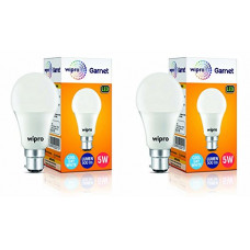 Deals, Discounts & Offers on  - wipro 5W B22 LED Cool White Bulb, Pack of 2 (Garnet)