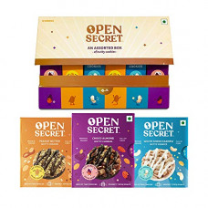Deals, Discounts & Offers on  - Open Secret Unjunked Cookies|18 Cookies |Assorted Gift Box + 3 Tiffin Boxes|Healthy Chocolate Cookies with Nuts |Almond, Cashew, Peanut |Low calorie snacks|Gift