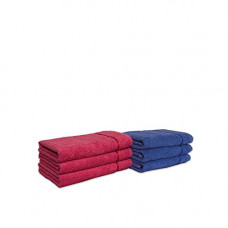 Deals, Discounts & Offers on  - SPACES 100% Cotton Hand Towel Quick to Dry Attractive Border HIGH Absorbency (Solid 40CMX60CM)-Navy Blue/Coral