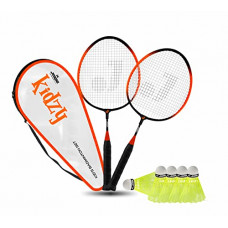 Deals, Discounts & Offers on  - Jaspo Kidzyy Steel Badminton Racquet with 6pc. Nylon Shuttle (Suitable For Kids)-Made in India (Orange)