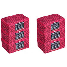 Deals, Discounts & Offers on  - BTOS (Pack Of 1) Printed Non Woven Fabric Saree Cover/Clothes Organiser For Wardrobe Set with Transparent Window And Zip For Lehenga, Suit, Dress,& Accessories, Extra Large (Pack of 1, Red)