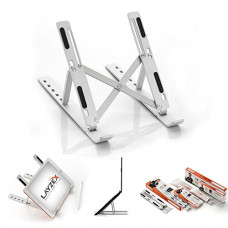 Deals, Discounts & Offers on Laptop Accessories - Layzex Aluminium Portable Laptop Stand and Adjustable Laptop Stand | Tablet Stand | Compatible For Dell HP MacBook For Professionals Students (Silver)