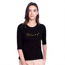 Deals, Discounts & Offers on Women - Bewakoof Women Minimal Believe 3/4th Sleeve Regular T-Shirt