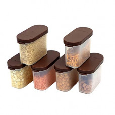Deals, Discounts & Offers on  - Mahaware Modular Mini Oval Plastic Kitchen Container Set, 150ml, Set of 6, Brown