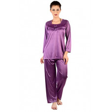 Deals, Discounts & Offers on Women - Women's Satin Full Sleeve Night Suit Set of Top & Pyjama