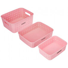 Deals, Discounts & Offers on  - Amazon Brand - Solimo Fruit Plastic Basket Set (3 pieces, Pink)