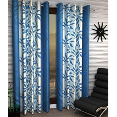 Deals, Discounts & Offers on  - Panipat Textile Hub Eyelet Window Curtains Set of 2 Size (4x5)-Aqua