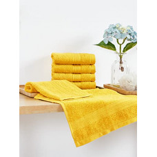 Deals, Discounts & Offers on  - TRIDENT Soft and Plush, 100% Cotton, Highly Absorbent, Super Soft, 6 Piece Face Towel Set, 500 GSM, Mustard Yellow