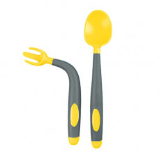 Deals, Discounts & Offers on Baby Care - SYGA 2PCS Infant Baby Fork and Spoon Set Baby Feeding Learning Temperature Sensing Kid Utensils Toddler Anti-Choke Self Feeding Accessories (Bendable Twisting Spoon Yellow Grey)