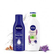 Deals, Discounts & Offers on Beauty Care - NIVEA Naturally Good, Natural Lavender Body Lotion, 200 ml and Nivea Nourishing Lotion Body Milk, 200ml