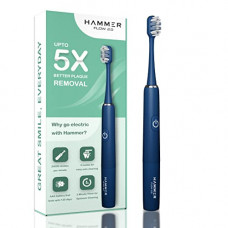 Deals, Discounts & Offers on  -  Hammer Flow 2.0 Electric Toothbrush and 2 Replaceable Brush Heads For Men and Women, 2 Brushing Modes, AAA Battery, Waterproof, Super-Soft Bristles, Electric Brush (Blue)