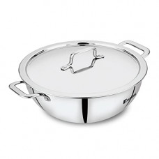 Deals, Discounts & Offers on Cookware - Bergner TriPro Tri-ply Stainless Steel Kadhai with Stainless Steel Lid 24 cm, 3.1 Liter, Induction Base, Silver