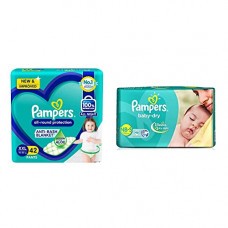 Deals, Discounts & Offers on Baby Care - Pampers All round Protection Pants, Double Extra Large size baby diapers (XXL) 42 Count, Anti Rash diapers, Lotion with Aloe Vera & Pampers Taped Baby Diapers, Small (SM), 46 count