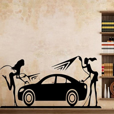 Deals, Discounts & Offers on Home Improvement - Gadgets wrap Woman with car wash Wall Decal For Home or Office Wall Decoration Vinyl