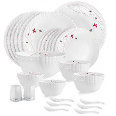 Deals, Discounts & Offers on  - Cello Lush Fiesta Dazzle Series Opalware Dinner Set, 35-Pieces, Service