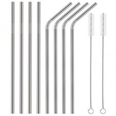 Deals, Discounts & Offers on  - Decorcrafts Stainless Steel Straws For Drinking with Brushes Pack of 10Pieces (4 Bent + 4 Straight + 2 Brushes), Silver With Carry Pouch