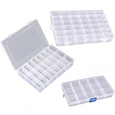 Deals, Discounts & Offers on  - Bulfyss Jewellery Case Organiser with Adjustable Dividers 15/24/36 Grid, Transparent(Pack of 3)