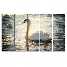 Deals, Discounts & Offers on  - WENS White Swan 5 Panels Velvet Laminated Wall Art