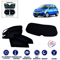 Deals, Discounts & Offers on  - Auto Pearl Zipper Magnetic (Front / Rear and Dicky) Cotton Mesh Fabric Sun Shades Micra - Set of 4 pcs- (Color Black)